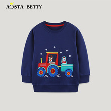 AostaBetty秋季圣诞节童卫衣欧美风绣花儿童运动衫时尚男童卫衣