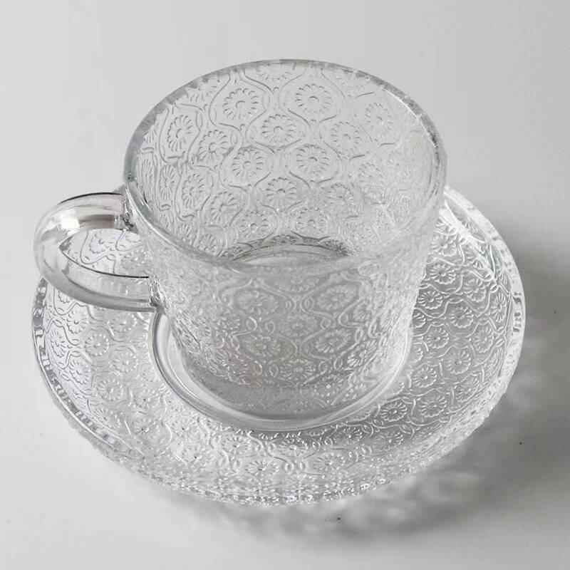 Taza de café de vidrio transparente de estilo europeo, 12 piezas, taza de té de la tarde de lujo ligero, set de regalos de actividad