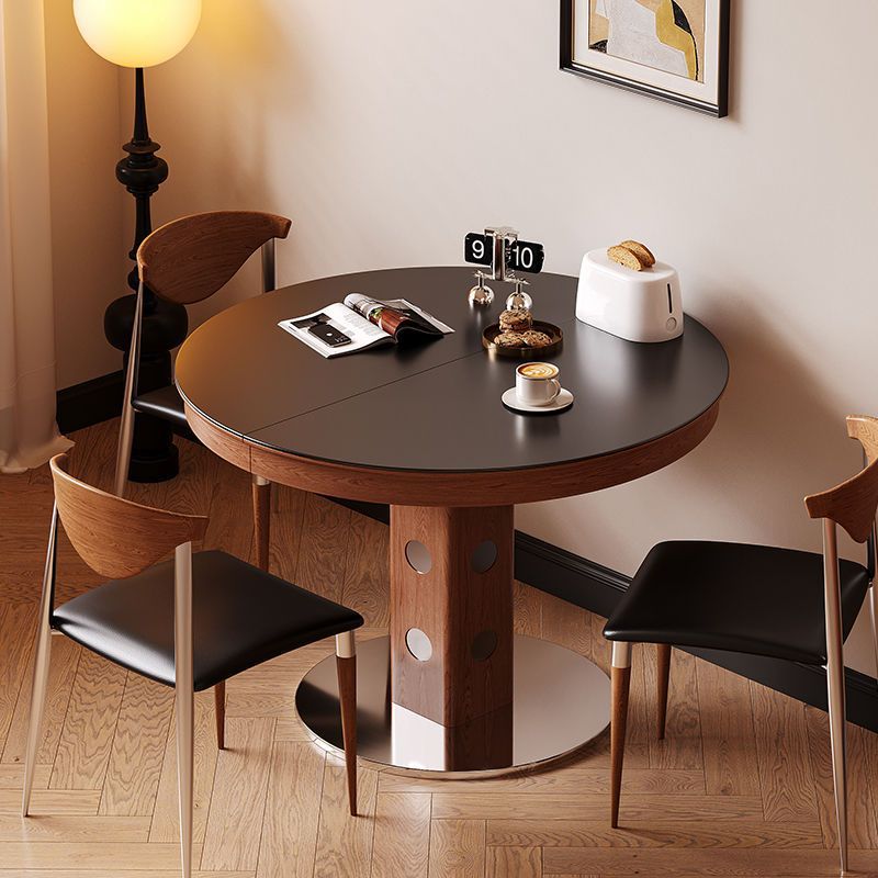 Telescopic White Slate Dining Table Retro Solid Wood Foldable Oval Dining Table Home Small Apartment Mid-Century Style Dining Table
