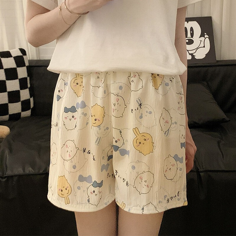 2026 Women's Summer Cloud Cotton Shorts, Cartoon Casual Thin Beach Shorts, Loose Fit 2026 Women's Summer Cloud Cotton Shorts, Cartoon Casual Thin Beach Shorts, Loose Fit
