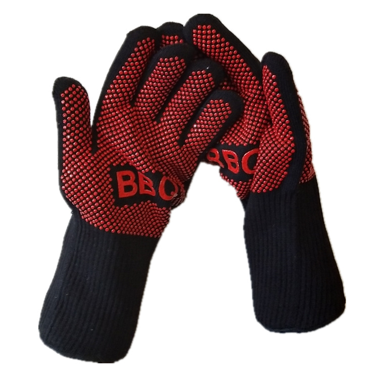 Amazon en stock barbacoa guantes llama barbacoa guantes silicona antideslizante horno resistente al calor 500-800 grados guantes