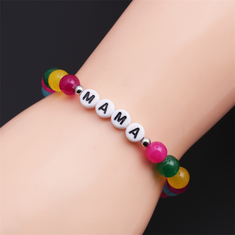 Europea y americana simple transfronteriza colorida ágata con cuentas carta madre pulsera mamá pulsera con cuentas día de la madre pulsera femenina