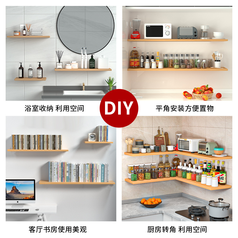 Espejo frontal almacenamiento rack nogal baño cocina almacenamiento rack madera maciza partición pared colgante rack