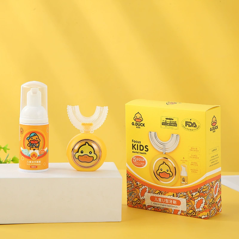 BDuck, силиконовая электрическая детская карманная мягкая зубная щетка набор