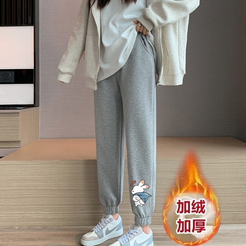 뒷면 토끼 레깅스 그레이 팬츠와 벨벳