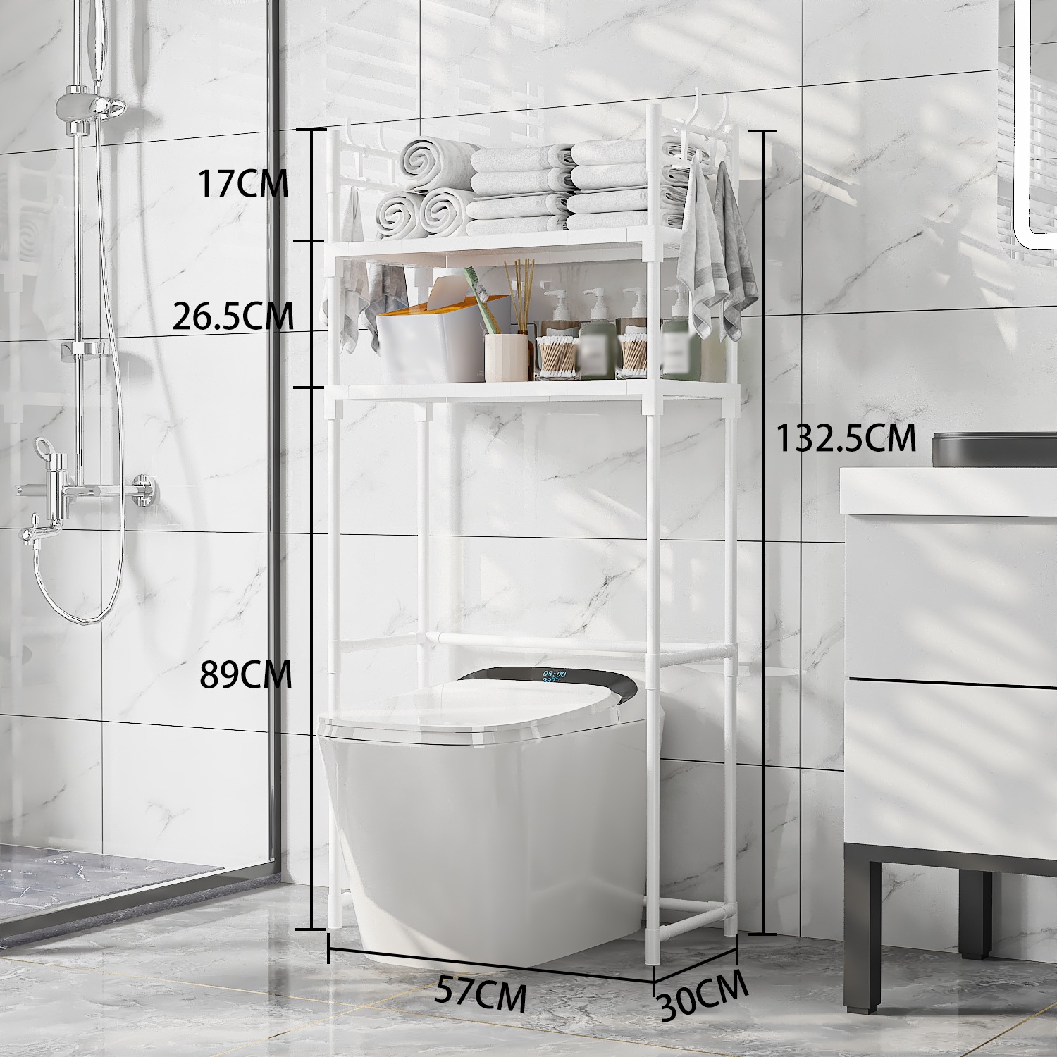 Bathroom Toilet Washing Machine Storage Rack Partition Storage Plastic Combination No-Drill Simple Style Bathroom Rack