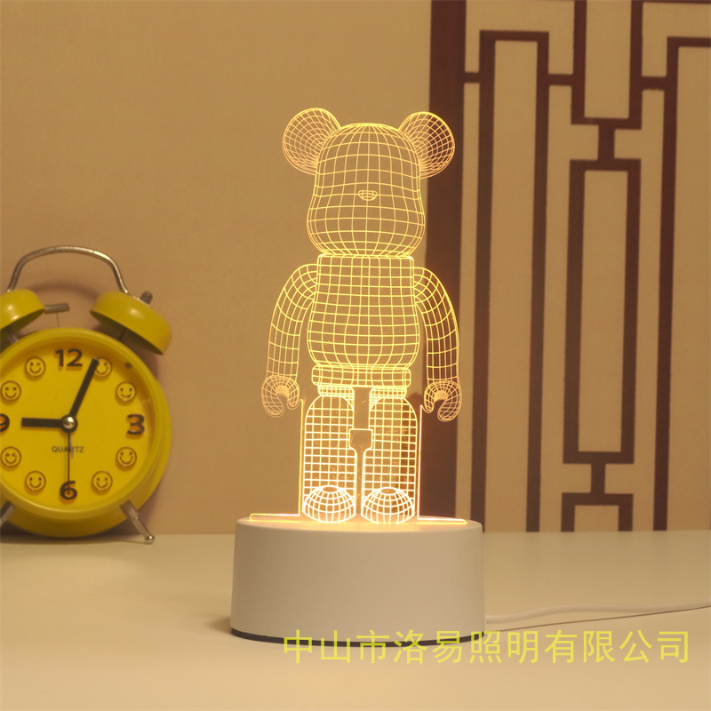 3D lámpara de noche acrílica atmósfera regalos de cabecera atmósfera lámpara de evento regalos al por mayor DIY lámpara de escritorio ideas de Navidad