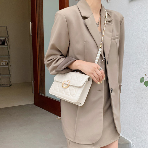 Chain rhombus bag for women  new fashion Korean style single shoulder crossbody bag foreign style pearl women's small square bag Bags