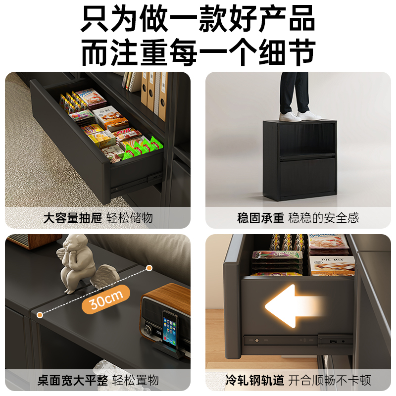 书柜收纳柜储物柜落地靠墙客厅大容量多层组合柜边柜中古风置物柜|undefined