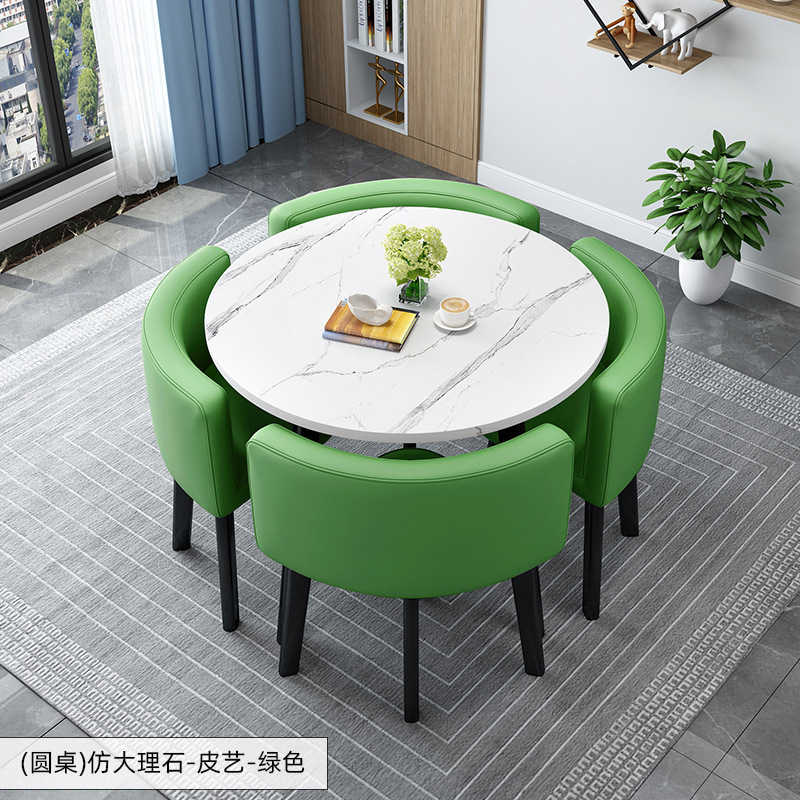 Conjunto de mesa y sillas para recepción, mesa de negociación, mesa y sillas para recepción de tienda, mesa redonda pequeña de oficina, estilo empresarial