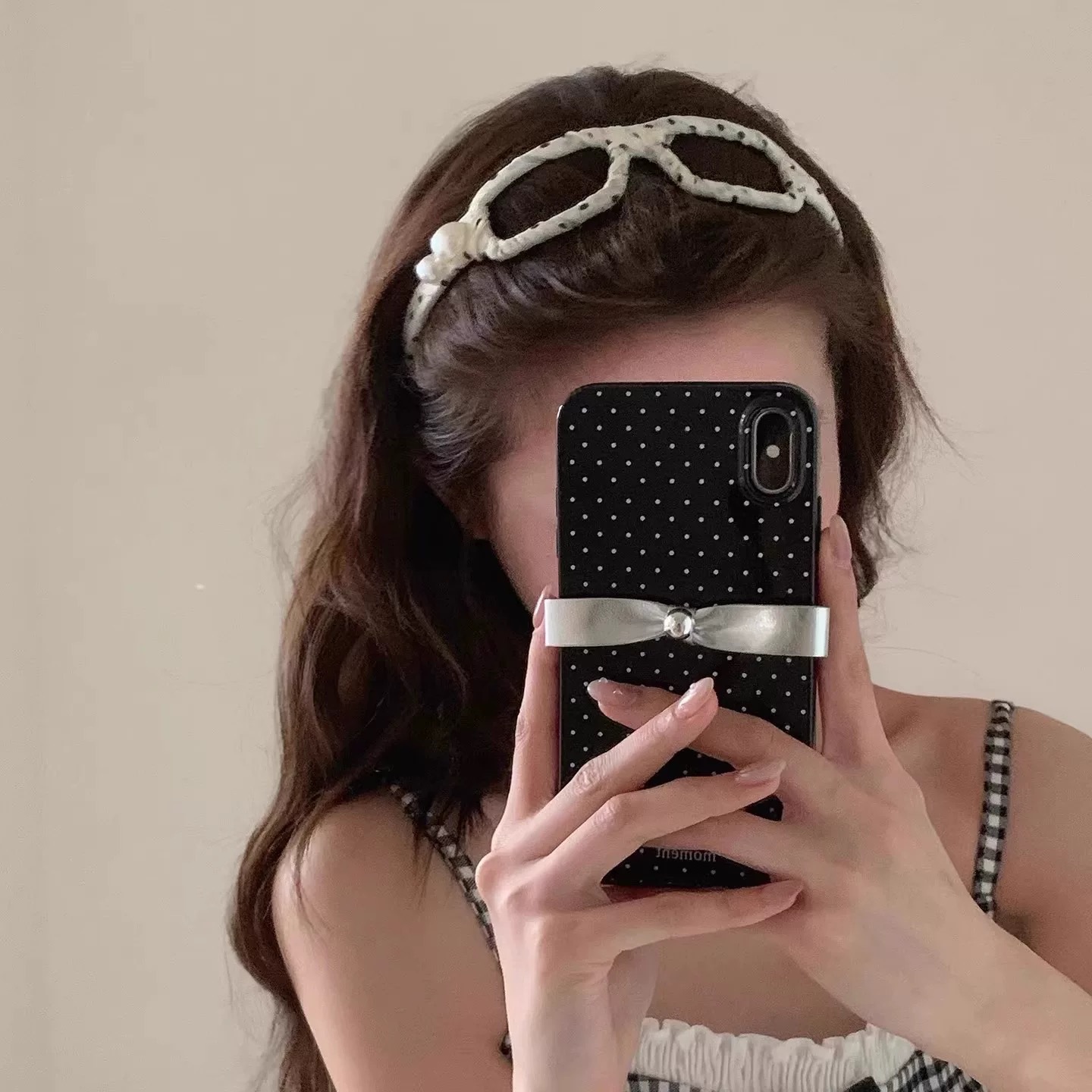 珍珠波点眼镜框发箍女高级感高颅顶头箍日常外戴压发发卡时尚发饰