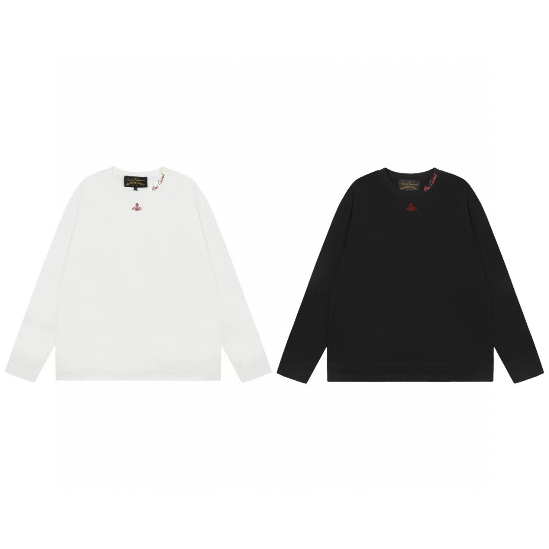 vivi土星涂鸦卡通印花刺绣联名经典款长袖T恤西太后圆领情侣上衣