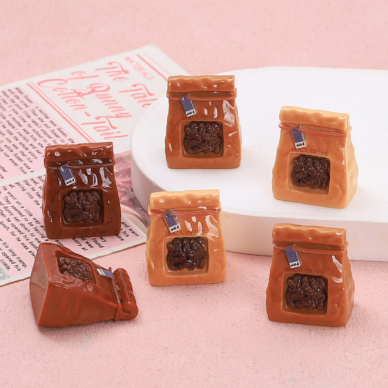立体仿真咖啡袋子卡通手工diy奶油胶树脂配饰小配件饰品材料批发|undefined