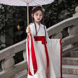 白色女童仙气汉服魏晋风南北朝2026年新款春季古装儿童广袖流仙裙