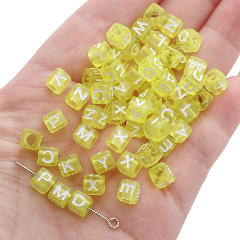 アクリル数字英字ビーズ手作りDIYセット子供ビーズアクセサリーアクセサリー散珠四角いビーズ|undefined
