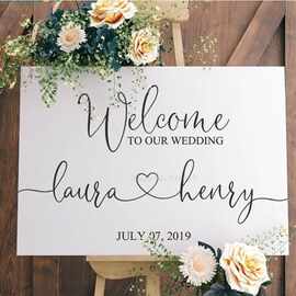 Welcome TO OUR WEDDING婚礼姓名木板贴纸 跨境亚马逊ebay速卖通