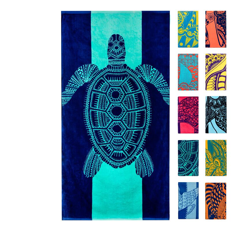 Extra-Large Turtle Pattern Cross-Border Best-Selling Marine Life Dolphin Conch Blue Tropical Fish Quick-Drying Beach Towel