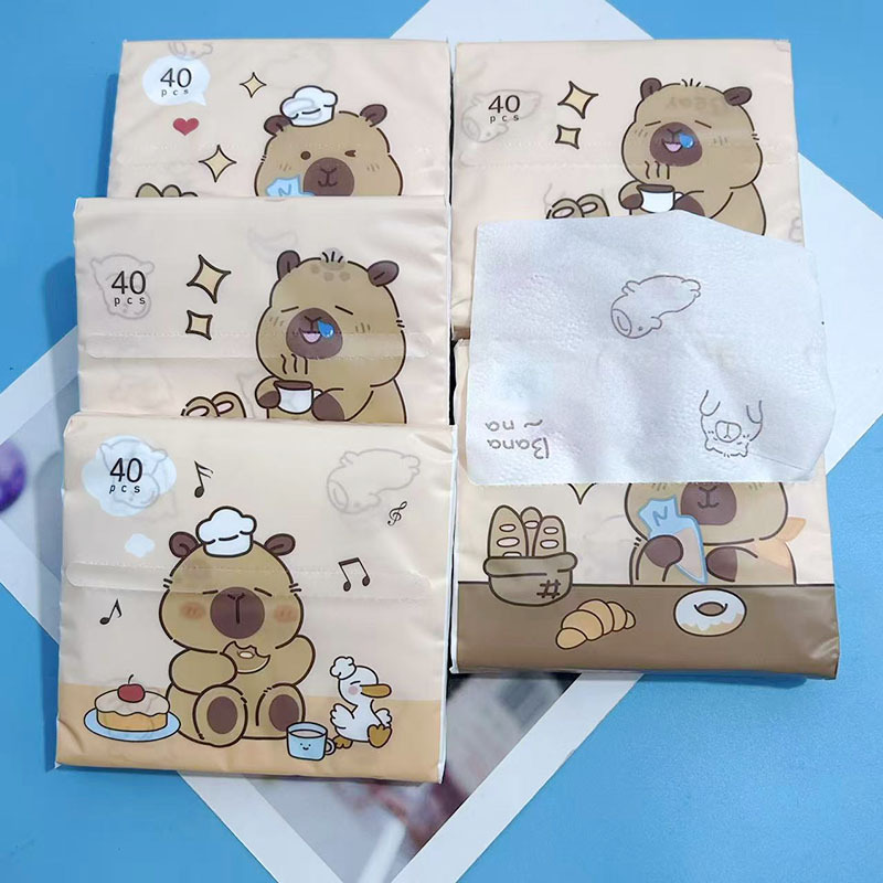 กระดาษทิชชู่พิมพ์ลายคาปิบาราสำหรับน้ำชายามบ่าย (1 แพ็ค)