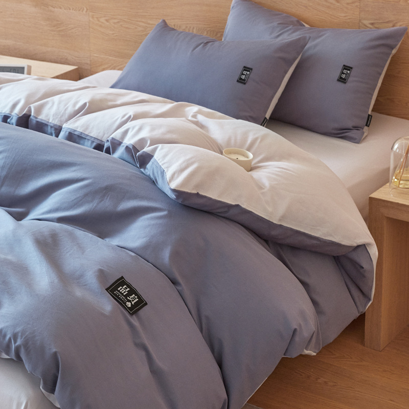 Nuevo traje de cama de algodón lavado de algodón de cuatro piezas de algodón 2025 nuevo traje de dormitorio de funda de edredón de sábana simple de tres piezas