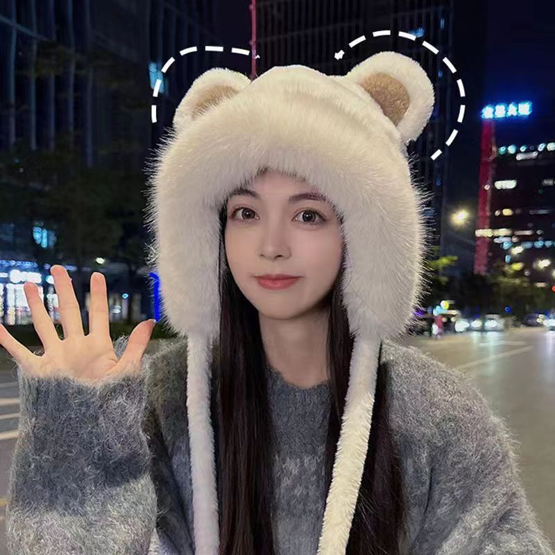 더블 볼 곰 귀--흰색