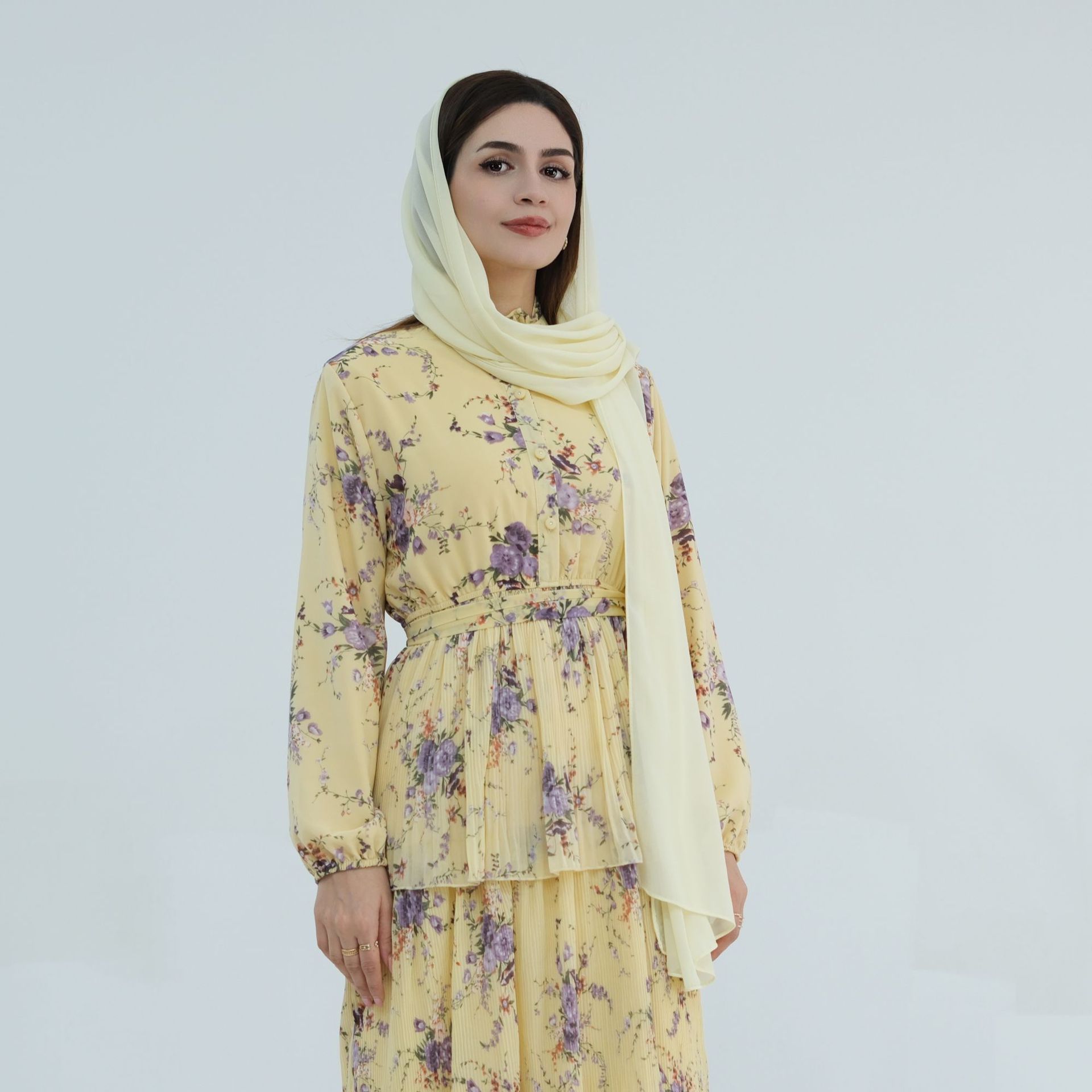 2025Loriya AliExpress Vestido estampado puro europeo y americano Falda larga con estampado de cintura hasta el tobillo LR747