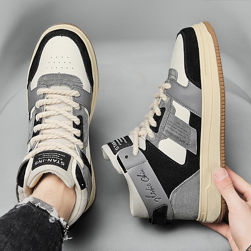 Baskets montantes homme colour blocking chaussures décontractées_voghion.com