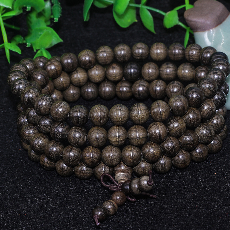 雲缘批发 金丝楠木金丝阴沉手链磨 阴沉木念珠佛珠108颗手饰