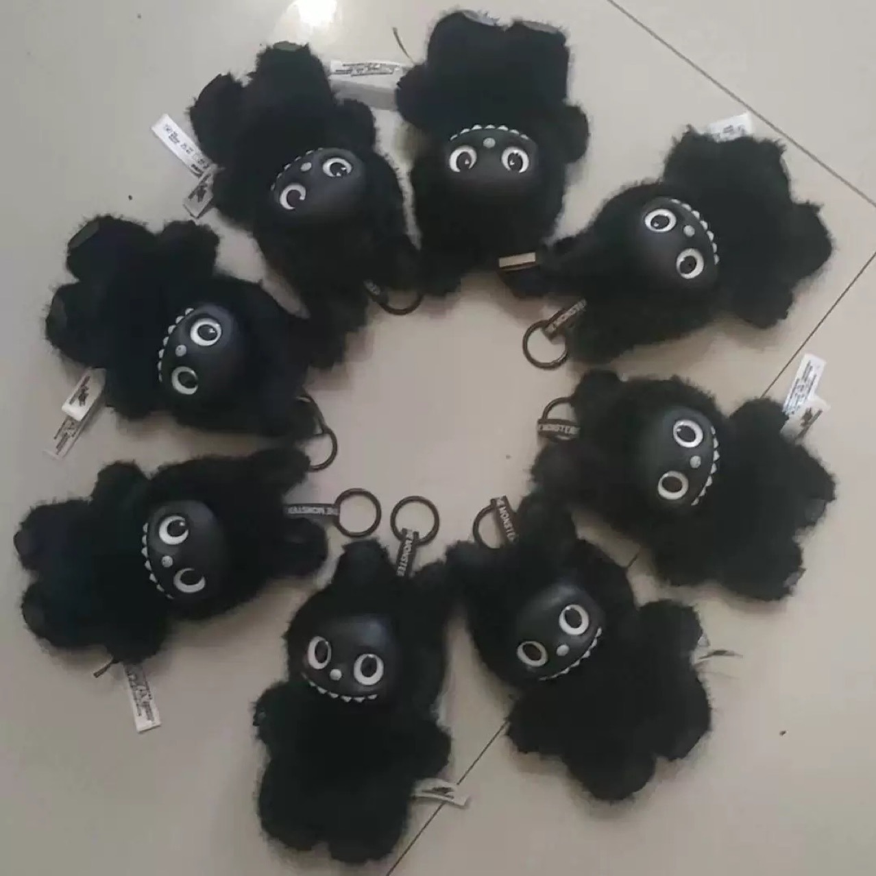 Labubu Pure Black African Version Plush Doll Pendant Labubu Ornament Gift Blind Box Plush Keychain