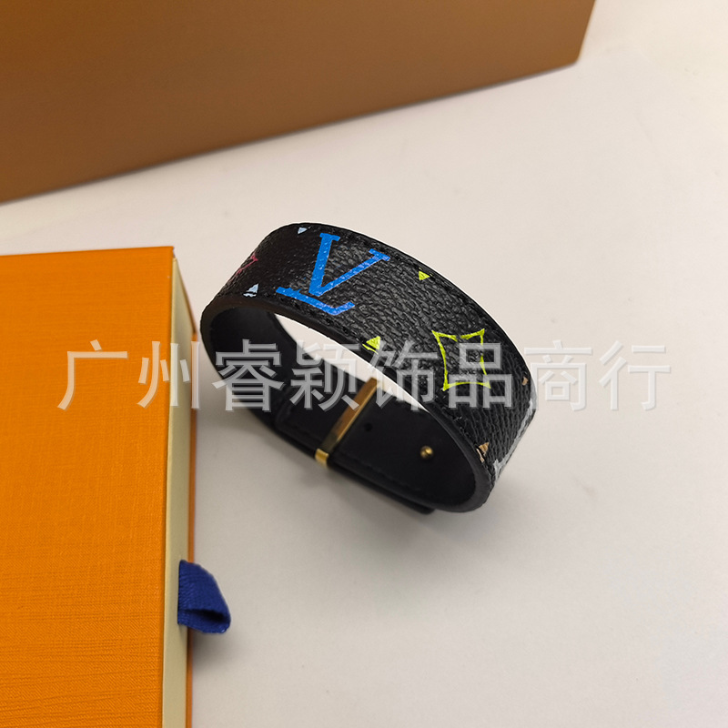 Louis Vuitton Leather Bracelet Black