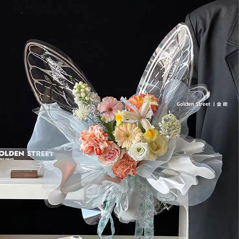 情人节七夕网红蝴蝶花束包装纸鲜花diy材料花店专用OPP玻璃包花纸