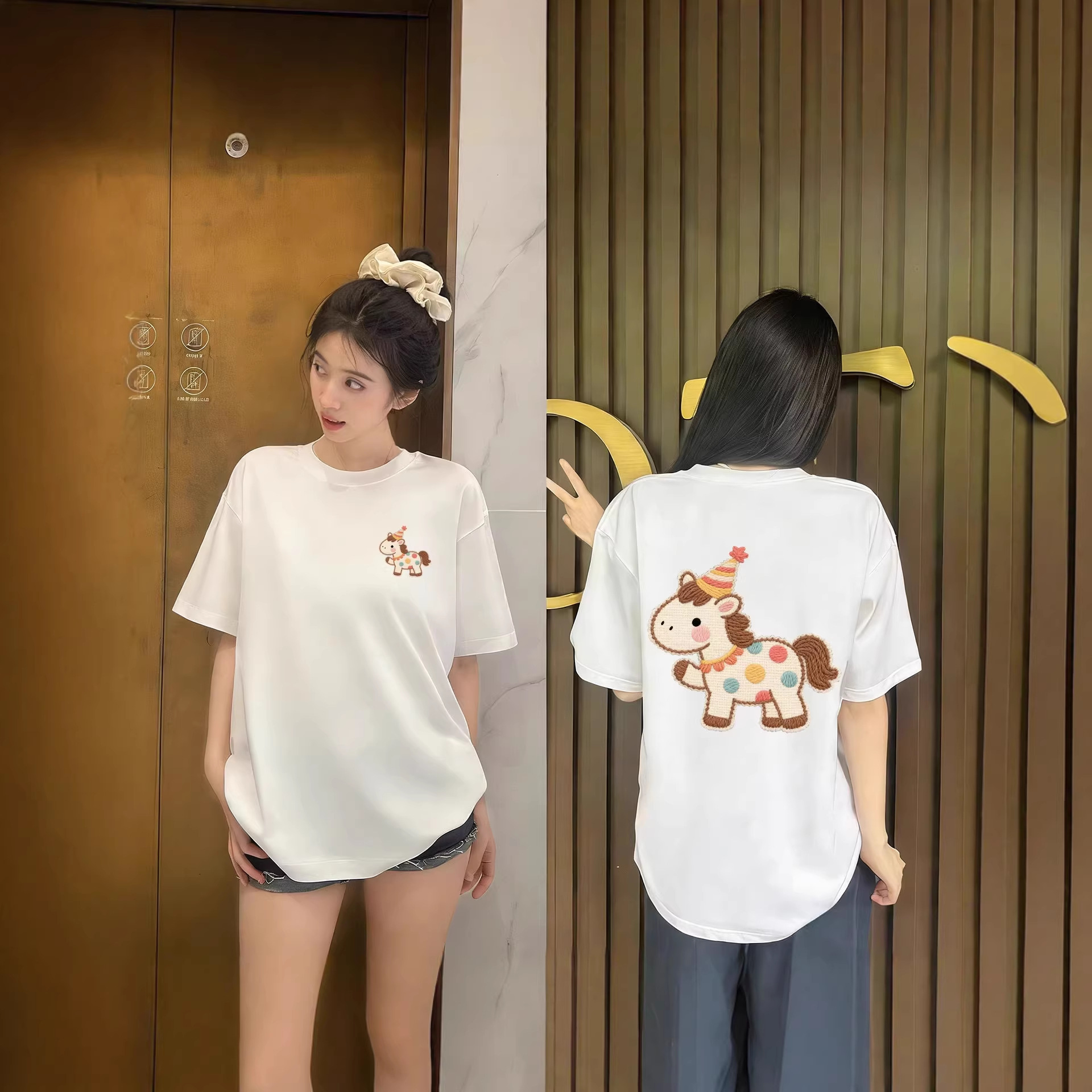 夏季新款白色纯棉短袖t恤女2026马年本命年衣服洋气减龄上衣体恤