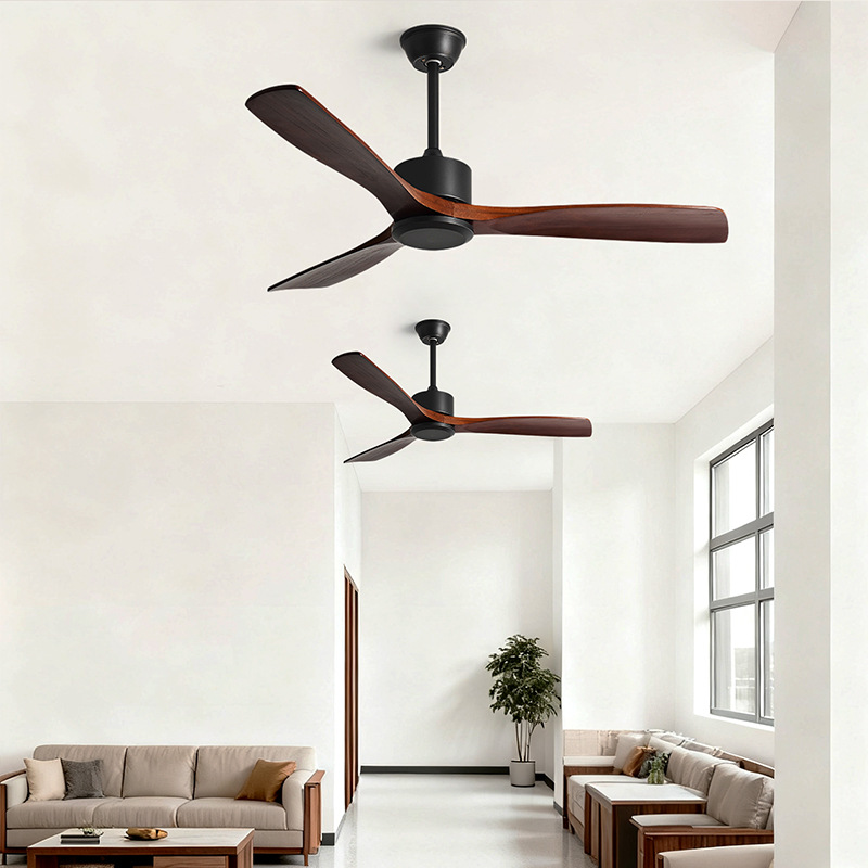 Large Wind Industrial Ceiling Fan Commercial Simple American Retro Fan Restaurant Living Room Home Nordic Style Walnut Color