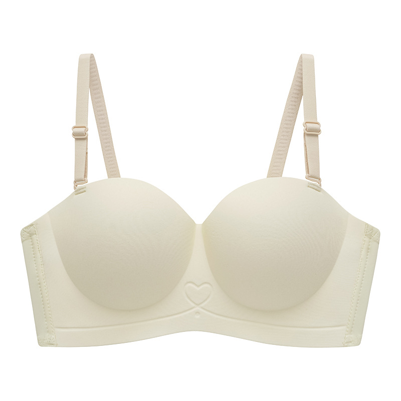 La media taza de la ropa interior de las mujeres pequeño cofre cómodo empuja hacia arriba grande sin anillo de acero pecho sujetador sin costuras de la piel