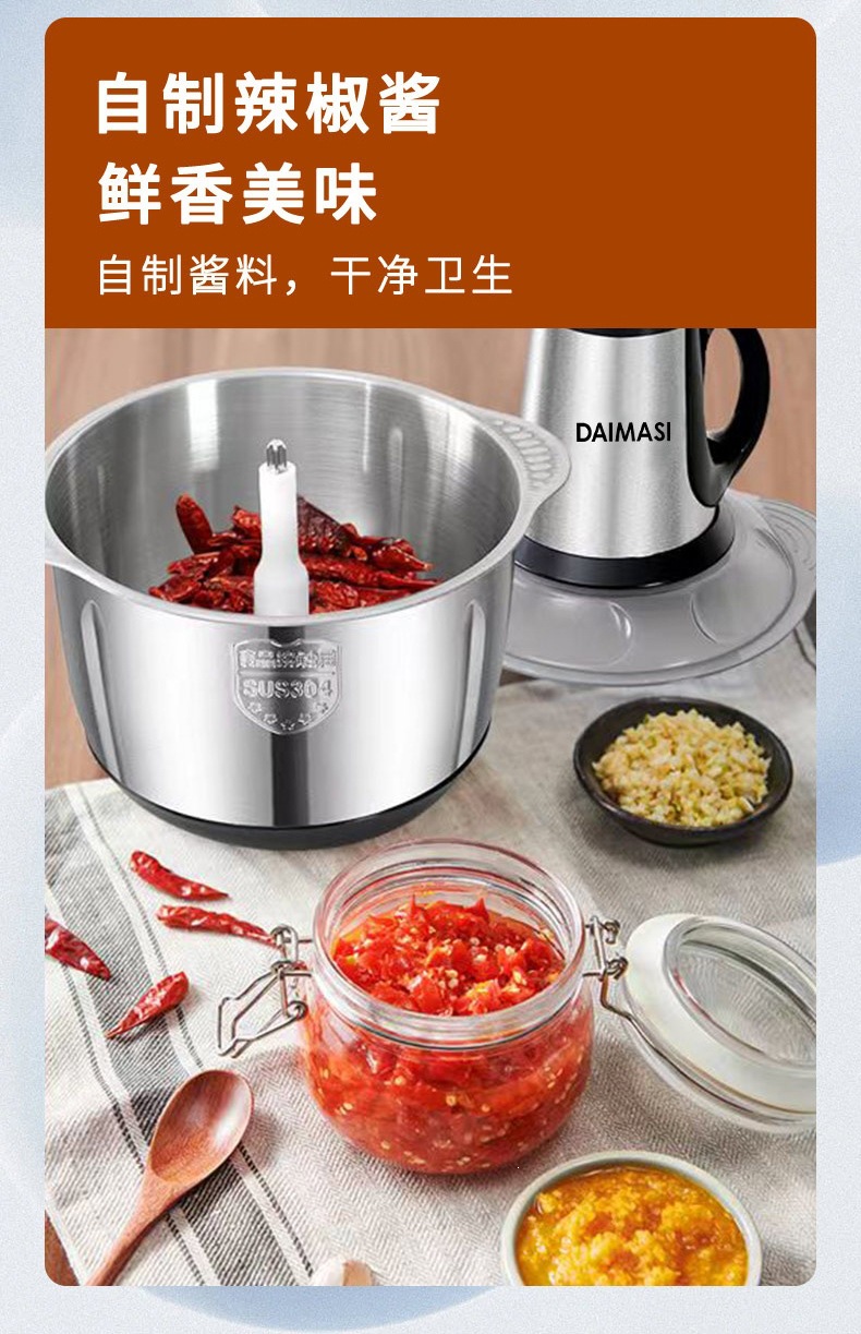 Electric Meat Grinder Multifunctional Food Processor Blender Baby Food Mixer Garlic Chili Mincer Small Commercial Household Appliance