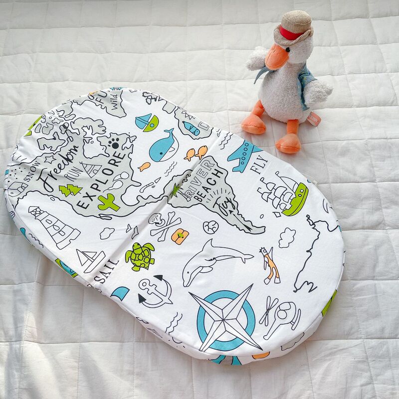 Ins New Printed Sponge Cushion for Baby Sleeping Basket Special Cushion for Going Out Portable Baby Tote Basket Mattress
