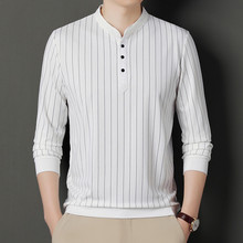 &DY23518长袖立领竖条印花T恤