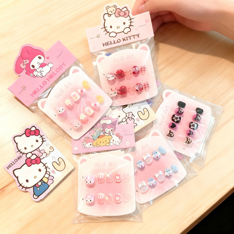 Cartoon Kidsren Wear Nail Patches Little Girl Jelly Glue Removable Nail Art Stickers Girls Gift Toys Nail Patches