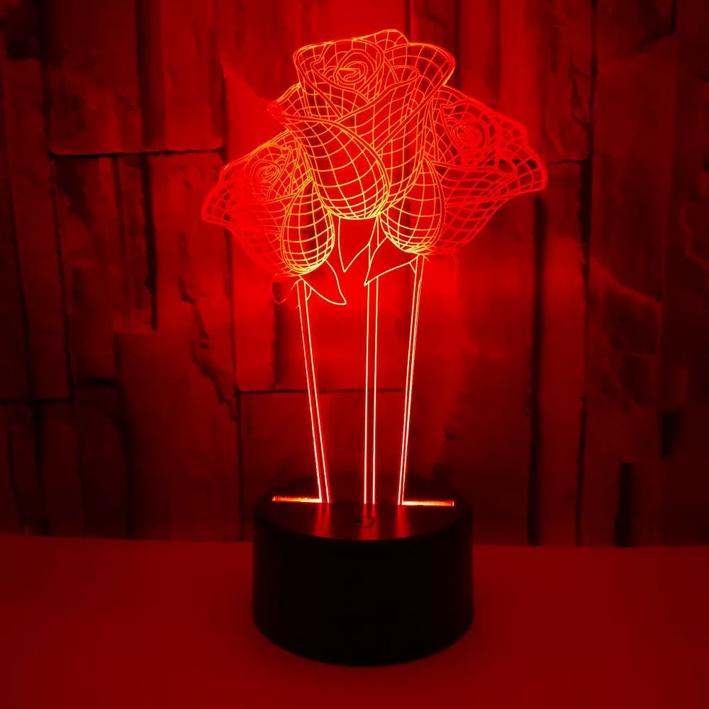 Rose acrylic 3D LIGHT LED MODERN Living Table Lamp Micro US