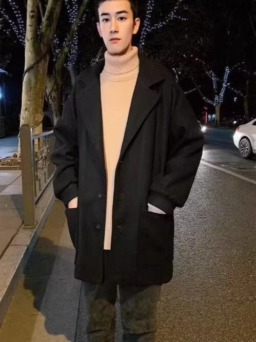 Nuevo abrigo de lana transfronterizo tendencia de primavera de hombre guapo abrigo de moda de primavera ocio tendencia de abrigo de otoño