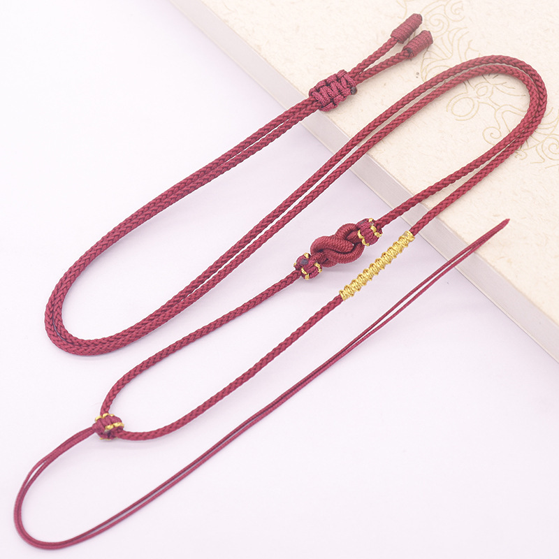 エスニックスタイル翡翠ダブルネックレスストラップ DIY ペンダントロープファッションゴールドワイヤースパイラル高品質ジュエリーペンダントロープ|undefined