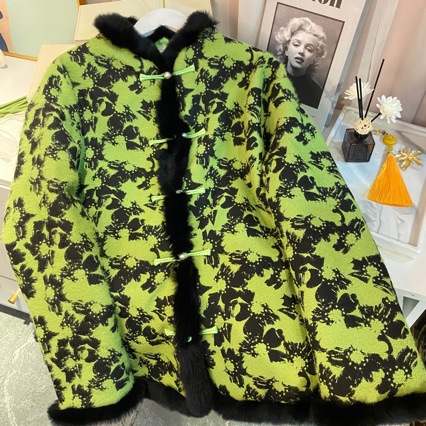 绿色棉服加棉长袖