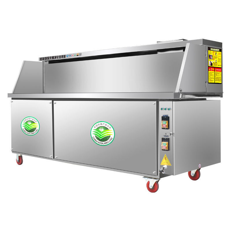 Vehículo de parrilla de purificación sin humo de aspiración plana comercial de protección ambiental del mercado nocturno de barraca integrada carro de purificación de horno de carbón