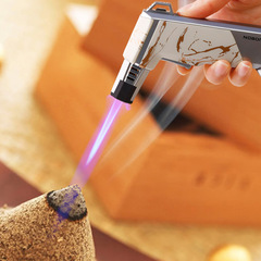 ZB326 New Model Inflatable Windproof Flame Gun, Metal Lockable Straight Flame Igniter for BBQ and Baking, Wholesale