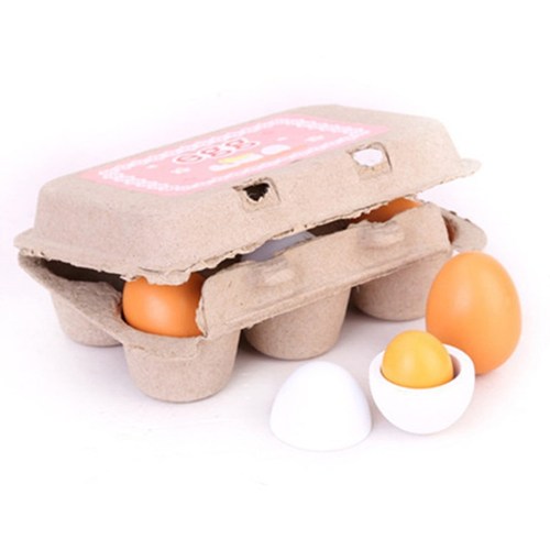 Wood products manufacturer direct sales simulated eggs and duck eggs set of 6 boxes 0.2 children's play house wooden toy egg