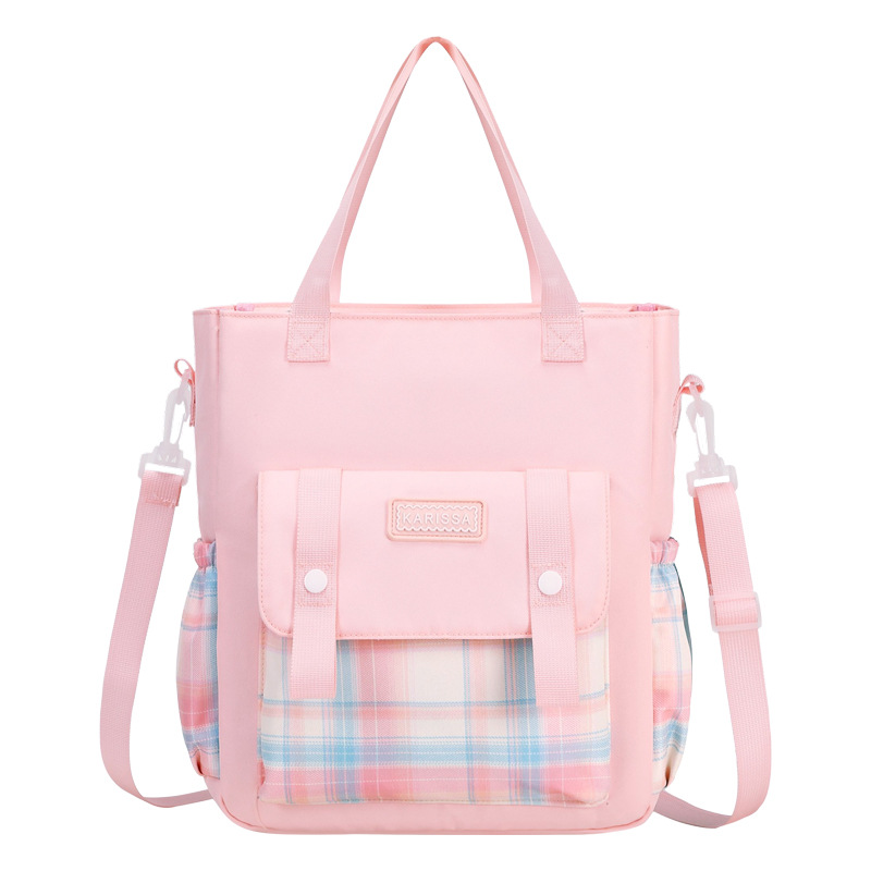 Versión coreana del bolso Tote para mujer, estilo a cuadros, pequeño y fresco, estudiante del campus, bandolera de un solo hombro, mochila de compras para mujer