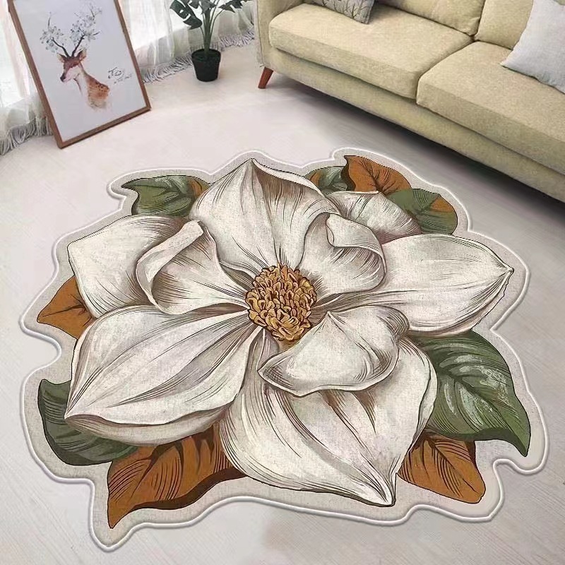 圆形花朵地毯客厅沙发椅子梳妆台衣帽间卧室床边不规则可水洗地垫