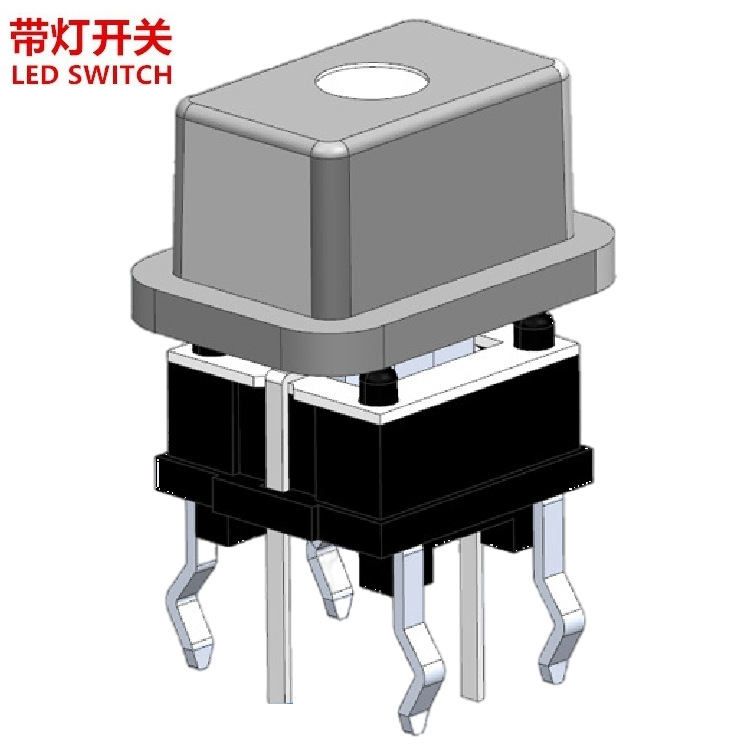 镭雕带灯按键开关  直插镭雕带灯轻触开关  镭雕带灯按钮开关6脚