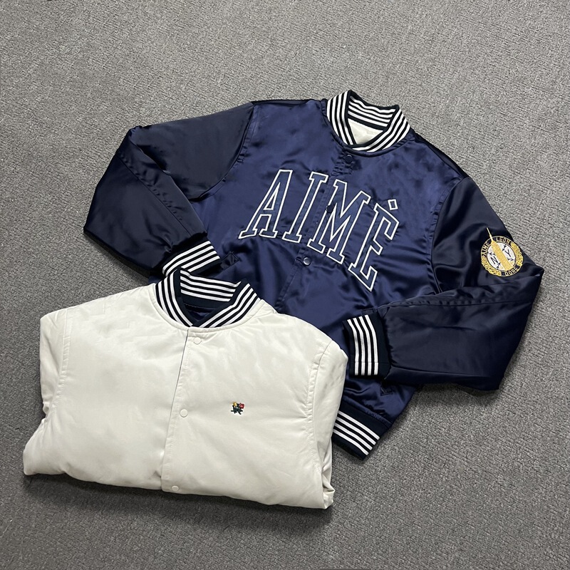 Aime Leon Dore Ald American Fashion Brand Embroidered Logo Letter Double-Sided Baseball Jacket for Men and Women