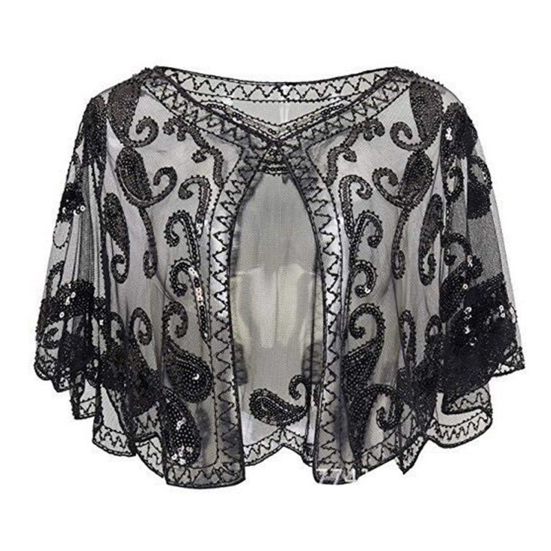 Shawl women's new thin banquet outer wear cross-border European and American waistcoat sequined beaded small coat stage performance