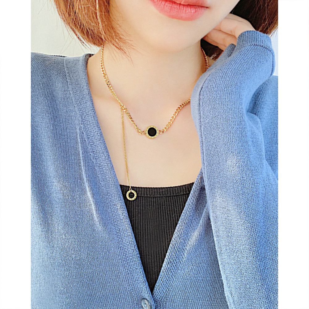 Fashion Geometric Stainless Steel Necklace Tassel Plating Chain Stainless Steel Necklaces_colorza_6
